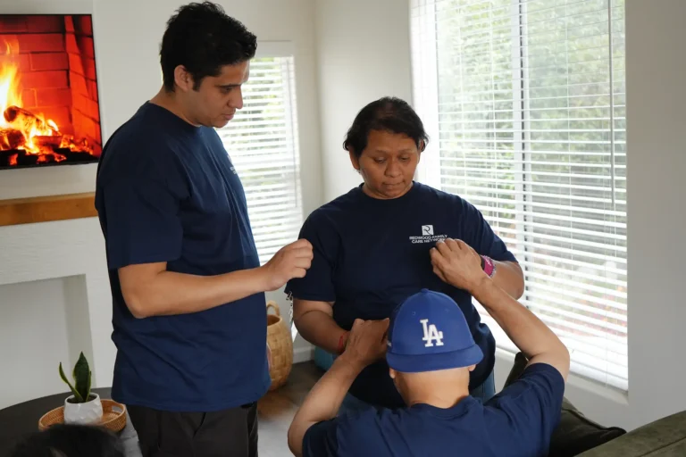 Redwood staff working with individual