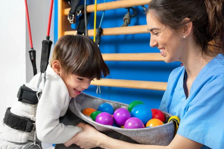 woman caretaker playing with a child