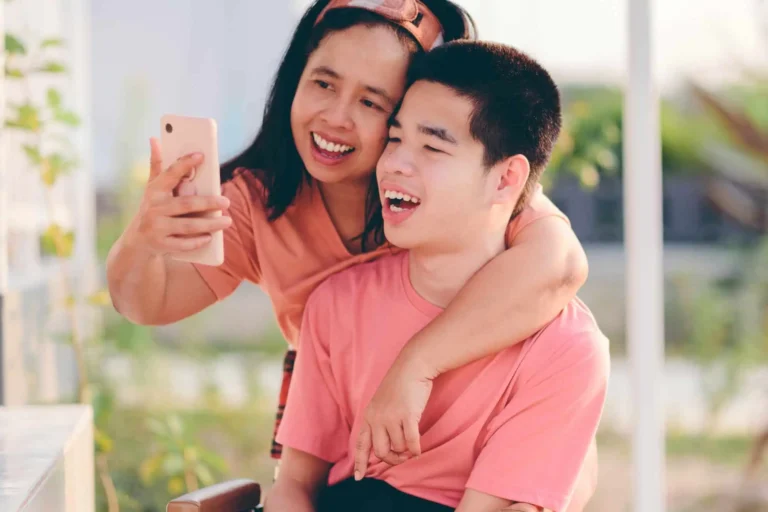 Two people taking a selfie