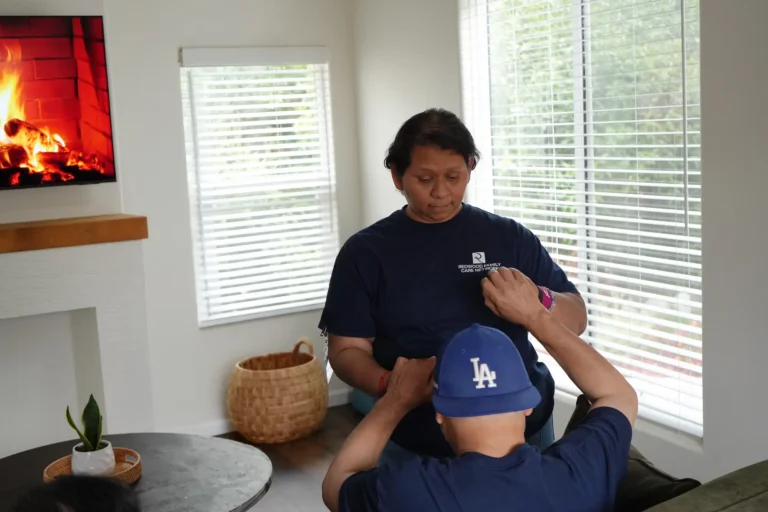 caregiver working with individual